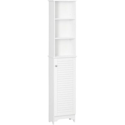 HOMCOM Meuble Colonne Salle de Bain 3 niches Placard Porte persienne 3 étagères MDF Panneaux de Particules Blanc HOMCOM Meuble Colonne Salle de Bain 3 niches Placard Porte persienne 3 étagères MDF Panneaux de Particules Blanc