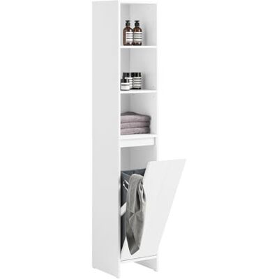SoBuy Meuble Colonne Salle de Bain, Armoire de Rangement Placard de Rangement Étroite, 1 Porte avec Panier à Linge, 3 Compartiments Ouverts, Blanc, 30x30x170 cm, BZR158-W SoBuy Meuble Colonne Salle de Bain, Armoire de Rangement Placard de Rangement Étroite, 1 Porte avec Panier à Linge, 3 Compartiments Ouverts, Blanc, 30x30x170 cm, BZR158-W