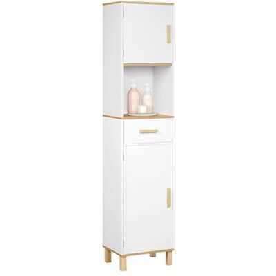 EUGAD Armoire de salle de bain, haute, avec 5 compartiments, 1 tiroir, blanche, 40 x 180 x 30 cm EUGAD Armoire de salle de bain, haute, avec 5 compartiments, 1 tiroir, blanche, 40 x 180 x 30 cm