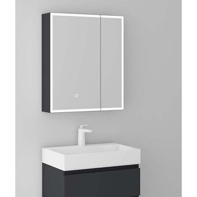 Mai & Mai Armoire Murale Anthracite Mat avec Miroir Salle de Bain 60cm Placard Rangement en Bois, Éclairage Miroir LED Suspendue, Armoire Toilette, Fonction Soft-close, 60x15x70cm, SpiegelSR-04 Mai & Mai Armoire Murale Anthracite Mat avec Miroir Salle de Bain 60cm Placard Rangement en Bois, Éclairage Miroir LED Suspendue, Armoire Toilette, Fonction Soft-close, 60x15x70cm, SpiegelSR-04