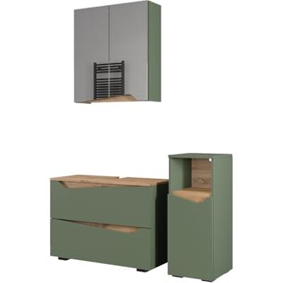 Vicco Meubles bain "Marelle", Vert/Chêne Artisan 80 cm 3 pièces · Meuble sous-vasque · Armoire à miroir · Armoire mi-haute Vicco Meubles bain "Marelle", Vert/Chêne Artisan 80 cm 3 pièces · Meuble sous-vasque · Armoire à miroir · Armoire mi-haute