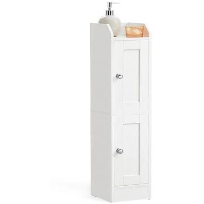 VASAGLE Siren Collection BBK312WB02 Armoire de salle de bain étroite, armoire d'angle, étagères réglables, porte ouvrant vers la gauche ou la droite, style maison de campagne, blanc nuage VASAGLE Siren Collection BBK312WB02 Armoire de salle de bain étroite, armoire d'angle, étagères réglables, porte ouvrant vers la gauche ou la droite, style maison de campagne, blanc nuage