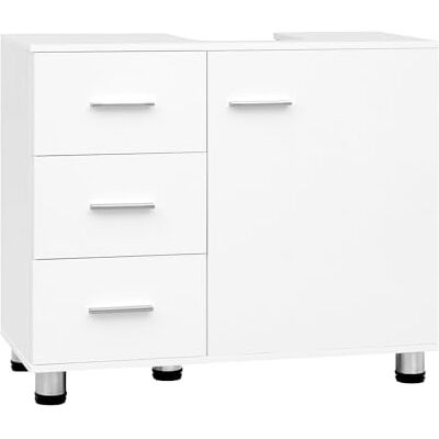 EUGAD meuble sous lavabo avec étagère réglable, de salle de bain autonome à porte de tiroir, 70 x 60 x 30 cm, blanc EUGAD meuble sous lavabo avec étagère réglable, de salle de bain autonome à porte de tiroir, 70 x 60 x 30 cm, blanc