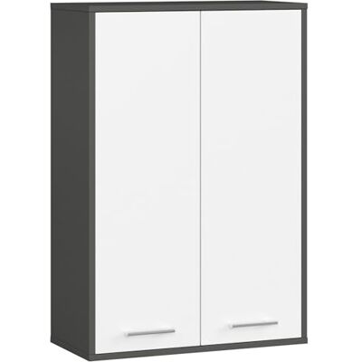 AKORD FIN Armoire murale de salle de bain 64 cm 2 portes 64 x 94 x 30 cm (l x H x P) Armoire murale avec étagères Poids : 8,10 kg Gris graphite et blanc AKORD FIN Armoire murale de salle de bain 64 cm 2 portes 64 x 94 x 30 cm (l x H x P) Armoire murale avec étagères Poids : 8,10 kg Gris graphite et blanc