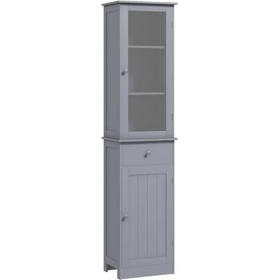 kleankin Meuble Colonne de Salle de Bain Placard Porte Acrylique 2 étagères Placard Porte 1 étagère tiroir MDF Gris kleankin Meuble Colonne de Salle de Bain Placard Porte Acrylique 2 étagères Placard Porte 1 étagère tiroir MDF Gris