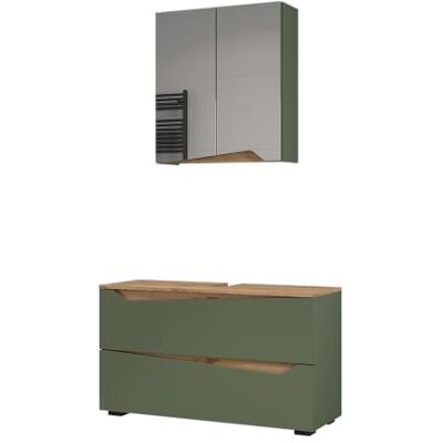 Vicco Meubles bain "Marelle", Vert/Chêne Artisan 100 cm 2 pièces · Meuble sous-vasque · Armoire à miroir Vicco Meubles bain "Marelle", Vert/Chêne Artisan 100 cm 2 pièces · Meuble sous-vasque · Armoire à miroir