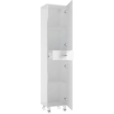 Deftrans . Armoire de salle de bain étroite blanc brillant 170 x 35 x 30 cm Armoire haute à poser pour petites salles de bain Armoire de salle de bain étroite avec portes et tiroir Deftrans . Armoire de salle de bain étroite blanc brillant 170 x 35 x 30 cm Armoire haute à poser pour petites salles de bain Armoire de salle de bain étroite avec portes et tiroir