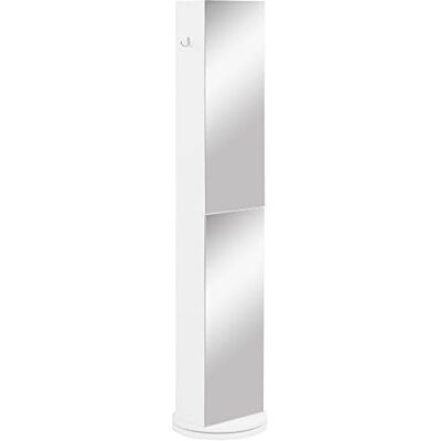 kleankin Armoire de salle de bain pivotante Colonne de rangement pour salle de bain avec miroir 6 étagères 36 x 36 x 171 cm Blanc kleankin Armoire de salle de bain pivotante Colonne de rangement pour salle de bain avec miroir 6 étagères 36 x 36 x 171 cm Blanc