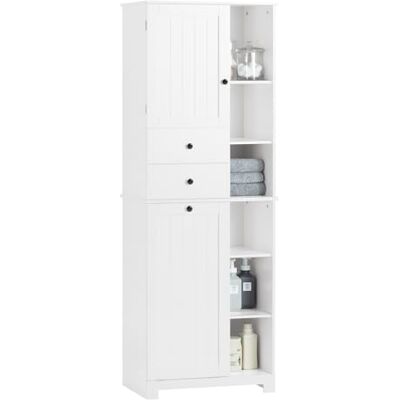 SoBuy BZR104-W Meuble de rangement pour salle de bain avec panier à linge étroit et autonome Blanc 60 x 37 x 171 cm SoBuy BZR104-W Meuble de rangement pour salle de bain avec panier à linge étroit et autonome Blanc 60 x 37 x 171 cm