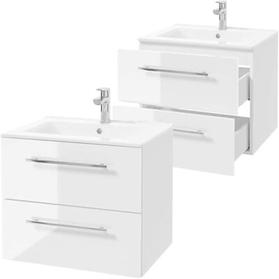Deftrans Domodomo Armoire de salle de bain avec lavabo 60 x 50 x 45,6 cm Blanc Meuble bas Meuble suspendu pour salle de bain Ensemble lavabo en céramique Deftrans Domodomo Armoire de salle de bain avec lavabo 60 x 50 x 45,6 cm Blanc Meuble bas Meuble suspendu pour salle de bain Ensemble lavabo en céramique
