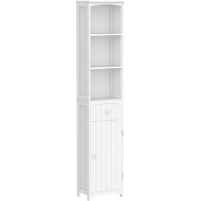 HOMCOM Meuble Colonne de Salle de Bain 34L x 24l x 170H cm Blanc Meuble Colonne Rangement WC, avec Étagère et Tiroir, Placard HOMCOM Meuble Colonne de Salle de Bain 34L x 24l x 170H cm Blanc Meuble Colonne Rangement WC, avec Étagère et Tiroir, Placard