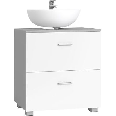VASAGLE CUSTOS Collection Meuble sous lavabo avec 2 grands tiroirs, meuble de salle de bain, pieds hauts, pour lavabo sans colonne, 30 x 60 x 63,8 cm, gris tourterelle BBK520GD01 VASAGLE CUSTOS Collection Meuble sous lavabo avec 2 grands tiroirs, meuble de salle de bain, pieds hauts, pour lavabo sans colonne, 30 x 60 x 63,8 cm, gris tourterelle BBK520GD01