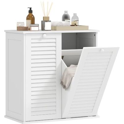 HOMCOM Meuble Salle de Bain avec Panier à Linge 70 x 38 x 73 cm Blanc Armoire Salle de Bain en Bois, Portes Persiennes, 2 Paniers, Corbeille à Linge, pour Toilette, Buanderie HOMCOM Meuble Salle de Bain avec Panier à Linge 70 x 38 x 73 cm Blanc Armoire Salle de Bain en Bois, Portes Persiennes, 2 Paniers, Corbeille à Linge, pour Toilette, Buanderie