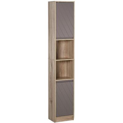 HOMCOM Meuble Colonne Salle de Bain à 6 Niveaux 30x24x170cm Gris Chêne Meuble de Rangement Étroit, 2 Portes, 2 Compartiments Ouverts, Étagère Réglable, pour Toilette, Petits Espaces HOMCOM Meuble Colonne Salle de Bain à 6 Niveaux 30x24x170cm Gris Chêne Meuble de Rangement Étroit, 2 Portes, 2 Compartiments Ouverts, Étagère Réglable, pour Toilette, Petits Espaces