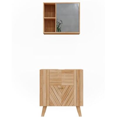 Vicco Ensemble de meubles de salle de bains "Lucie", Bambou 60 cm 2 pièces · Meuble sous-vasque · Armoire à miroir Vicco Ensemble de meubles de salle de bains "Lucie", Bambou 60 cm 2 pièces · Meuble sous-vasque · Armoire à miroir