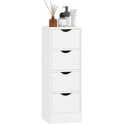HOMCOM Meuble de Salle de Bain Meuble de Rangement avec 4 tiroirs et poignées encastrées Armoire Salle de Bain Chambre Salon idéal pour Petits espaces 29 x 29 x 83 cm Blanc HOMCOM Meuble de Salle de Bain Meuble de Rangement avec 4 tiroirs et poignées encastrées Armoire Salle de Bain Chambre Salon idéal pour Petits espaces 29 x 29 x 83 cm Blanc