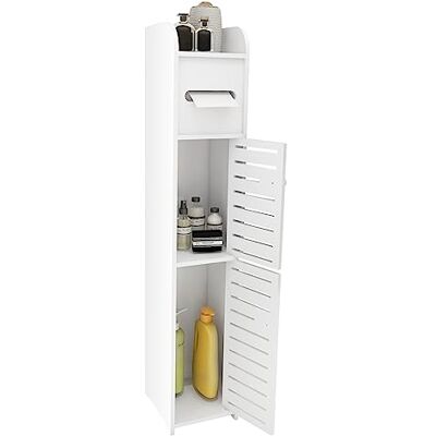 LANTUS Petit Meuble de Rangement pour Toilettes, Support pour Papiers Toilettes, Colonne, Armoire de Salle de Bain, Placard, Étagère Réglable, Pieds Résistant à l’Eau, Petits Espaces LANTUS Petit Meuble de Rangement pour Toilettes, Support pour Papiers Toilettes, Colonne, Armoire de Salle de Bain, Placard, Étagère Réglable, Pieds Résistant à l’Eau, Petits Espaces