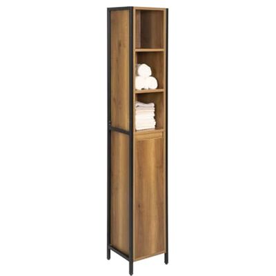 SoBuy Meuble Colonne de Salle de Bain, Armoire Haute et Étroite Placard de Rangement avec 3 Niches, 1 Porte et 3 Etagères Intérieurs, Style Industriel, L30 x P28 x H168 cm, BZR62-PF SoBuy Meuble Colonne de Salle de Bain, Armoire Haute et Étroite Placard de Rangement avec 3 Niches, 1 Porte et 3 Etagères Intérieurs, Style Industriel, L30 x P28 x H168 cm, BZR62-PF