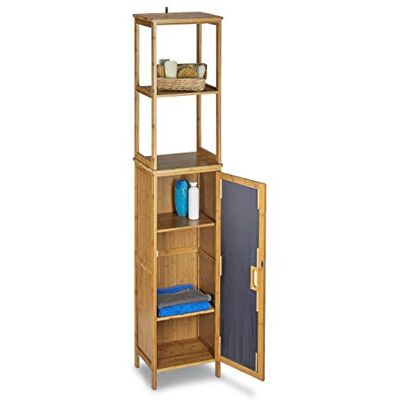 Relaxdays Armoire de salle de bain étagère rangement avec porte 2 tablettes réglables en bois de bambou colonne avec 6 étages HxlxP: 170 x 33,5 x 28 cm pour serviettes accessoires de douche, nature Relaxdays Armoire de salle de bain étagère rangement avec porte 2 tablettes réglables en bois de bambou colonne avec 6 étages HxlxP: 170 x 33,5 x 28 cm pour serviettes accessoires de douche, nature