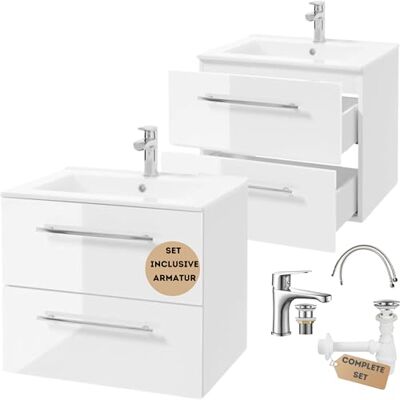 Deftrans . Meuble de lavabo Suspendu de 60 cm avec lavabo, Robinet et Siphon Meuble de Salle de Bain avec Meuble Bas à Fermeture Douce Meuble de Salle de Bain pour Petites salles de Bain Blanc Deftrans . Meuble de lavabo Suspendu de 60 cm avec lavabo, Robinet et Siphon Meuble de Salle de Bain avec Meuble Bas à Fermeture Douce Meuble de Salle de Bain pour Petites salles de Bain Blanc