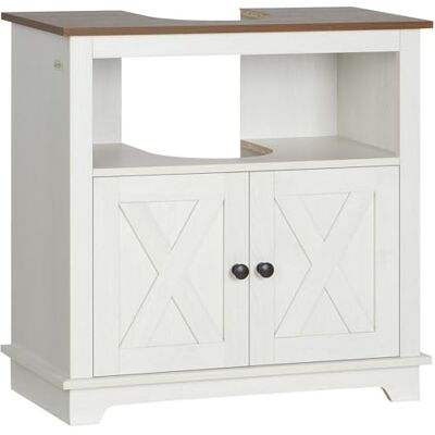 kleankin Meuble sous lavabo Salle de Bain Meuble sous Vasque Armoire de Rangement pour lavabo Niche et Placard à Portes Doubles, 60 x 30 x 60 cm, Blanc kleankin Meuble sous lavabo Salle de Bain Meuble sous Vasque Armoire de Rangement pour lavabo Niche et Placard à Portes Doubles, 60 x 30 x 60 cm, Blanc