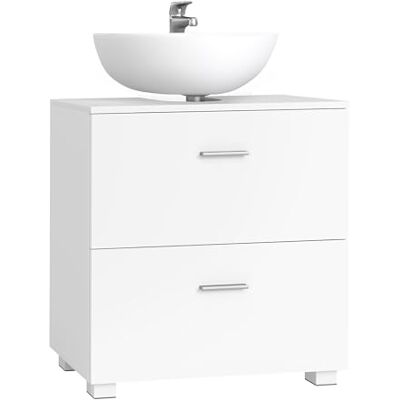 VASAGLE CUSTOS Collection Meuble sous lavabo avec 2 grands tiroirs, Meuble de salle de bain, pieds hauts, pour lavabo sans colonne, Meuble de rangement, 30 x 60 x 63,8 cm, Blanc nuage BBK520WB01 VASAGLE CUSTOS Collection Meuble sous lavabo avec 2 grands tiroirs, Meuble de salle de bain, pieds hauts, pour lavabo sans colonne, Meuble de rangement, 30 x 60 x 63,8 cm, Blanc nuage BBK520WB01