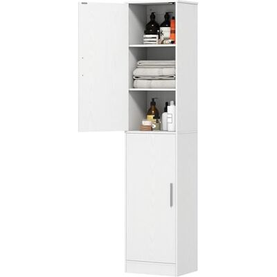 HOMCOM Meuble de Salle de Bain, Colonne Salle de Bain étroit avec 2 Portes et 4 étagères réglables, Meuble de Rangement pour Salon, Toilette, Petits espaces, 40 x 35 x 180 cm, Blanc HOMCOM Meuble de Salle de Bain, Colonne Salle de Bain étroit avec 2 Portes et 4 étagères réglables, Meuble de Rangement pour Salon, Toilette, Petits espaces, 40 x 35 x 180 cm, Blanc