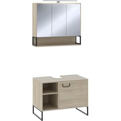Vicco Meubles bain "Vionna", Chêne/Noir 80 cm 2 pièces · Meuble sous-vasque · Armoire à miroir Vicco Meubles bain "Vionna", Chêne/Noir 80 cm 2 pièces · Meuble sous-vasque · Armoire à miroir