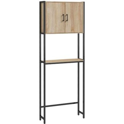 kleankin Étagère de Toilettes Placard 2 Portes 64 x 19 x 178 cm Chêne Noir Meuble WC, Meuble de Salle de Bain Dessus Toilette WC, Étagère Ouverte kleankin Étagère de Toilettes Placard 2 Portes 64 x 19 x 178 cm Chêne Noir Meuble WC, Meuble de Salle de Bain Dessus Toilette WC, Étagère Ouverte