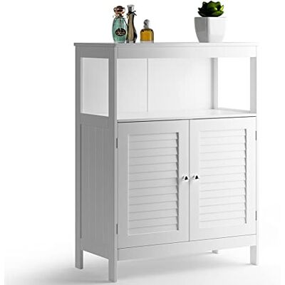 BAKAJI Meuble meuble armoire de salle de bains à deux portes double ouverture étagère mobilier bois MDF design moderne maison gain de place étagères intérieures couleur blanc 60 x 30 x 80 cm BAKAJI Meuble meuble armoire de salle de bains à deux portes double ouverture étagère mobilier bois MDF design moderne maison gain de place étagères intérieures couleur blanc 60 x 30 x 80 cm