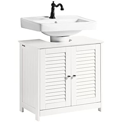 SoBuy Meuble sous-Lavabo avec Étagères Ajustables, en MDF pour Colonne Lavabo, Rangement Anti-Humidité, Blanc, L60xP35xH58 cm, FRG237-II-W SoBuy Meuble sous-Lavabo avec Étagères Ajustables, en MDF pour Colonne Lavabo, Rangement Anti-Humidité, Blanc, L60xP35xH58 cm, FRG237-II-W