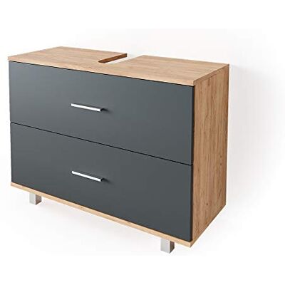 Vicco Meuble sous vasque simple "Ilias", Anthracite/chêne doré, 80x60.8cm Vicco Meuble sous vasque simple "Ilias", Anthracite/chêne doré, 80x60.8cm