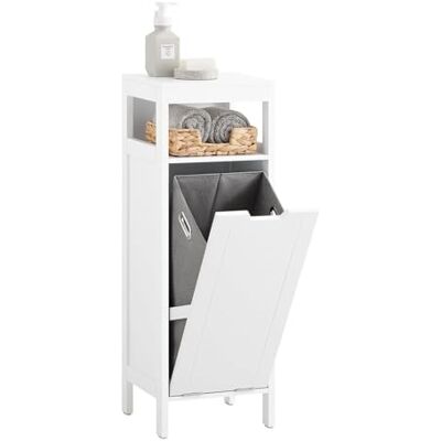 SoBuy Meuble de salle de bain avec panier à linge sale Armoire compacte avec sac rabattable Meuble colonne de salle de bain blanc, 30 x 90 x 30 cm, BZR122-W SoBuy Meuble de salle de bain avec panier à linge sale Armoire compacte avec sac rabattable Meuble colonne de salle de bain blanc, 30 x 90 x 30 cm, BZR122-W