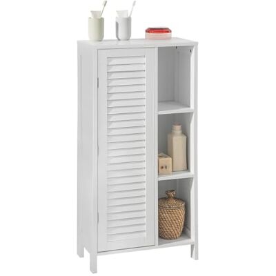 SoBuy BZR39-W Armoire haute pour salle de bain avec porte à lamelles Meuble de rangement Blanc Dimensions : env. 48 x 96 x 24 cm SoBuy BZR39-W Armoire haute pour salle de bain avec porte à lamelles Meuble de rangement Blanc Dimensions : env. 48 x 96 x 24 cm