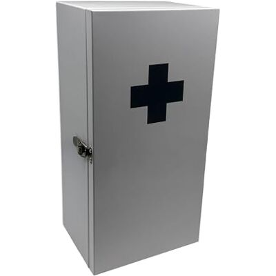 Relaxdays Armoire à Pharmacie , 3 Compartiments, H x L x P : 42 x 21 x 15,5 cm, pour médicaments, Murale, Blanche/Grise Relaxdays Armoire à Pharmacie , 3 Compartiments, H x L x P : 42 x 21 x 15,5 cm, pour médicaments, Murale, Blanche/Grise