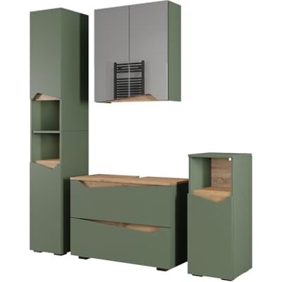 Vicco Meubles bain "Marelle", Vert/Chêne Artisan 80 cm 4 pièces · Meuble sous-vasque · Armoire à miroir · Armoire haute · Armoire mi-haute Vicco Meubles bain "Marelle", Vert/Chêne Artisan 80 cm 4 pièces · Meuble sous-vasque · Armoire à miroir · Armoire haute · Armoire mi-haute