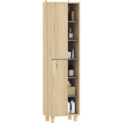 HOMCOM Meuble Colonne Salle de Bain, Armoire de Salle de Bain avec 6 Compartiments Ouverts et 2 placards, dim. 40l x 24P x 148H cm, Bois Naturel HOMCOM Meuble Colonne Salle de Bain, Armoire de Salle de Bain avec 6 Compartiments Ouverts et 2 placards, dim. 40l x 24P x 148H cm, Bois Naturel