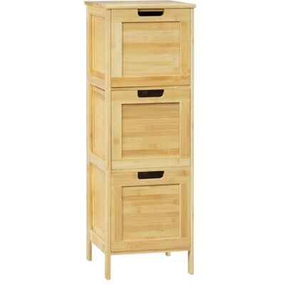 EUGAD Armoire de rangement debout et multifonctionnelle Armoire de salle de bain étroite avec 3 tiroirs amovibles, en bambou, couleur naturelle, 30 x 90 x 30 cm EUGAD Armoire de rangement debout et multifonctionnelle Armoire de salle de bain étroite avec 3 tiroirs amovibles, en bambou, couleur naturelle, 30 x 90 x 30 cm