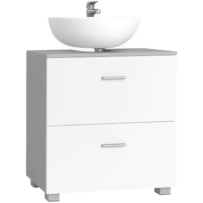 VASAGLE Meuble Sous Lavabo, 2 Tiroirs à Compartiments, 60 x 30 x 63,8 cm Meuble de Salle de Bain, Rangement Sous Vasque, en MDF, Duif grijs et Wolk wit, Collection CUSTOS BBK520GD01 VASAGLE Meuble Sous Lavabo, 2 Tiroirs à Compartiments, 60 x 30 x 63,8 cm Meuble de Salle de Bain, Rangement Sous Vasque, en MDF, Duif grijs et Wolk wit, Collection CUSTOS BBK520GD01