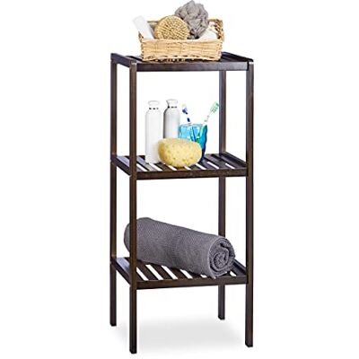 Relaxdays Étagère de salle de bain en bambou meuble sur pied cuisine en bois 3 étages HxlxP: 80 x 34,5 x 33 cm, marron Relaxdays Étagère de salle de bain en bambou meuble sur pied cuisine en bois 3 étages HxlxP: 80 x 34,5 x 33 cm, marron