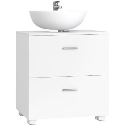 VASAGLE Meuble Sous Lavabo, 2 Tiroirs à Compartiments, 60 x 30 x 63,8 cm Meuble de Salle de Bain, Rangement Sous Vasque, en Panneau de particules, MDF, Wolk wit, Collection CUSTOS BBK520WB01 VASAGLE Meuble Sous Lavabo, 2 Tiroirs à Compartiments, 60 x 30 x 63,8 cm Meuble de Salle de Bain, Rangement Sous Vasque, en Panneau de particules, MDF, Wolk wit, Collection CUSTOS BBK520WB01