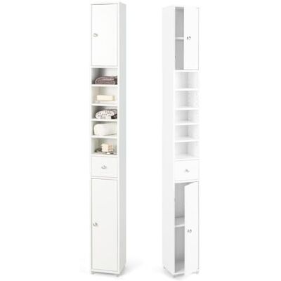 GIANTEX Colonne Salle de Bain Haute, Petit Meuble de Rangement Salle de Bain, 2 Portes, 1 Tiroir, Étagère Réglable, Meuble Rangement pour Toilette, Salon, Bureau, 20x20x180 cm(5Étagère,Blanc) GIANTEX Colonne Salle de Bain Haute, Petit Meuble de Rangement Salle de Bain, 2 Portes, 1 Tiroir, Étagère Réglable, Meuble Rangement pour Toilette, Salon, Bureau, 20x20x180 cm(5Étagère,Blanc)