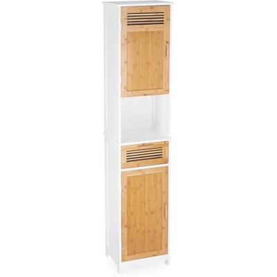 Relaxdays 10021846 Armoire de Salle de Bain Blanc/Marron 180 x 39 x 30 cm Relaxdays 10021846 Armoire de Salle de Bain Blanc/Marron 180 x 39 x 30 cm