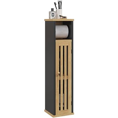 HOMCOM Meuble de Salle de Bain avec Support Papier Toilette Bambou MDF Noir HOMCOM Meuble de Salle de Bain avec Support Papier Toilette Bambou MDF Noir