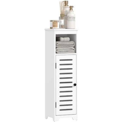 HOMCOM Meuble salle de bain Armoire 4 Niveaux 22 x 20 x 75 cm Blanc Armoire Salle de Bain Étroite, Porte Persienne, Étagère Ouvert, Étagère Réglable, Meuble de Rangement pour Toilette HOMCOM Meuble salle de bain Armoire 4 Niveaux 22 x 20 x 75 cm Blanc Armoire Salle de Bain Étroite, Porte Persienne, Étagère Ouvert, Étagère Réglable, Meuble de Rangement pour Toilette
