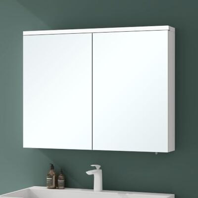 Mai & Mai Armoire Murale Blanc Mat avec Miroir Salle de Bain 90cm Placard Rangement en Bois, Éclairage Miroir LED Suspendue, Armoire de Toilette, Étagères Réglables, 90x15x70cm, SpiegelSR-03 Mai & Mai Armoire Murale Blanc Mat avec Miroir Salle de Bain 90cm Placard Rangement en Bois, Éclairage Miroir LED Suspendue, Armoire de Toilette, Étagères Réglables, 90x15x70cm, SpiegelSR-03