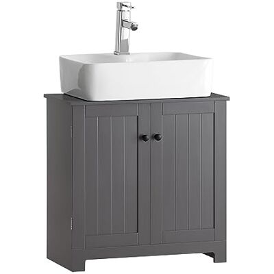 SoBuy Meuble de Bain à 2 Niveaux, Lavabo avec 2 Portes, Rangement Salle de Bain Gris Foncé, L60cm x P29cm x H60cm, BZR18-DG SoBuy Meuble de Bain à 2 Niveaux, Lavabo avec 2 Portes, Rangement Salle de Bain Gris Foncé, L60cm x P29cm x H60cm, BZR18-DG