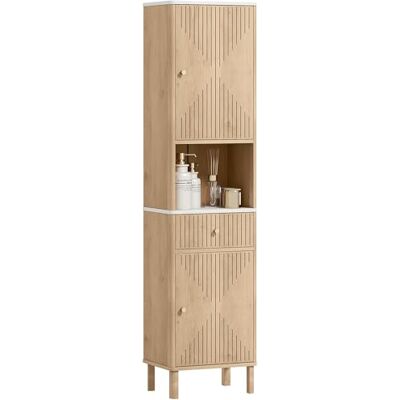 HOMCOM Armoire Salle de Bain Haute, Meuble de Rangement Colonne avec tiroir Coulissant Silencieux, étagères réglables, 2 placards, Meuble étroit pour Petits espaces, 41,5x30x168cm, chêne HOMCOM Armoire Salle de Bain Haute, Meuble de Rangement Colonne avec tiroir Coulissant Silencieux, étagères réglables, 2 placards, Meuble étroit pour Petits espaces, 41,5x30x168cm, chêne