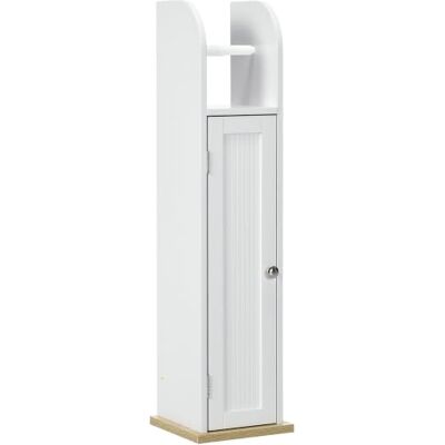 kleankin Meuble de Salle de Bain, Meuble Papier WC Blanc 20 x 20 x 80 cm Support Papier Toilette, Placard, Étagères Réglables kleankin Meuble de Salle de Bain, Meuble Papier WC Blanc 20 x 20 x 80 cm Support Papier Toilette, Placard, Étagères Réglables