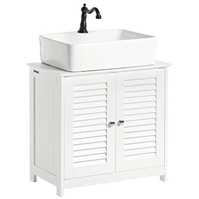 SoBuy Meuble sous lavabo avec 2 portes à volets Blanc L60 x P35 x H58 cm FRG237-W SoBuy Meuble sous lavabo avec 2 portes à volets Blanc L60 x P35 x H58 cm FRG237-W